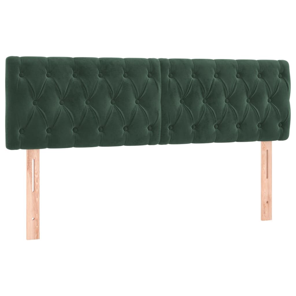 vidaXL Κρεβάτι Boxspring με Στρώμα Σκούρο Πράσινο 140x200εκ. Βελούδινο