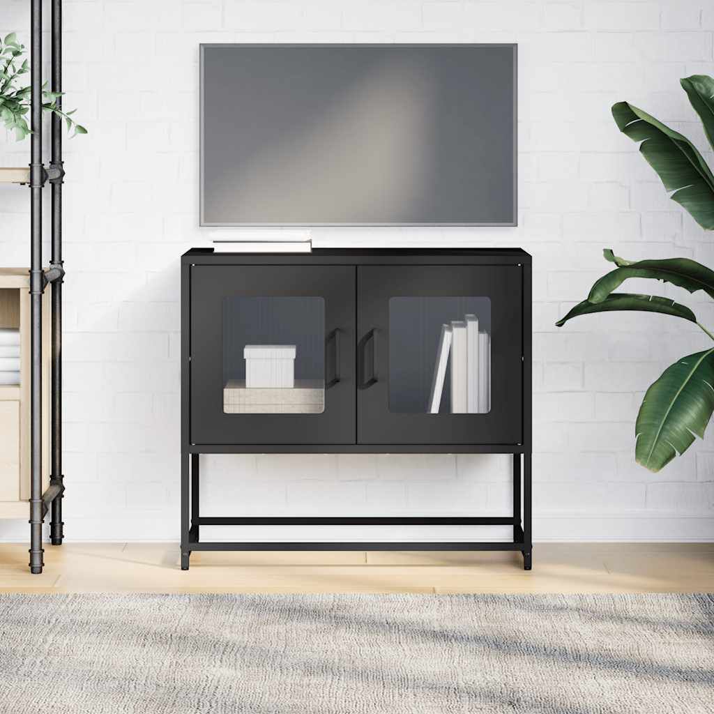 ντουλάπι τηλεόρασης vidaXL Μαύρο 68x39x60,5cm από χάλυβα ψυχρής έλασης