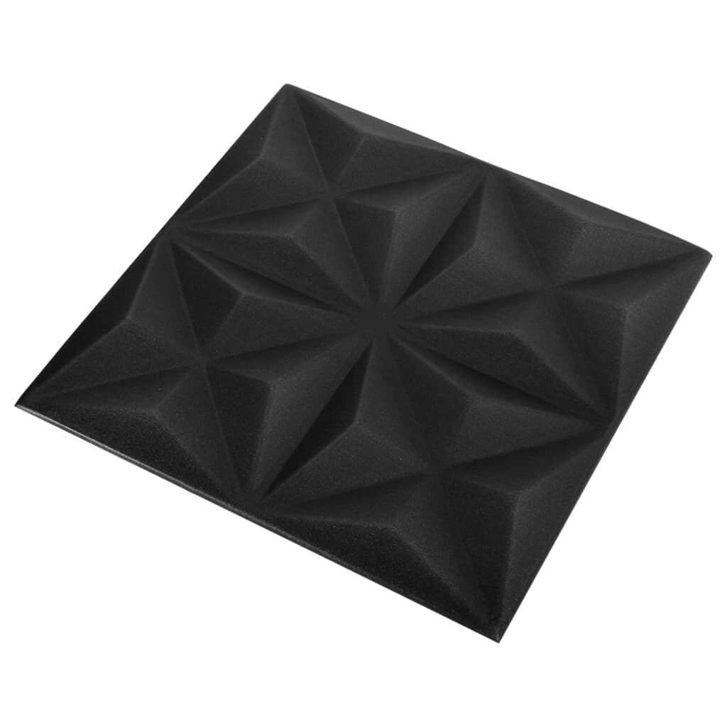 vidaXL Πάνελ Τοίχου 3D 48 τεμ. Μαύρο Origami 50 x 50 εκ. 12 μ²
