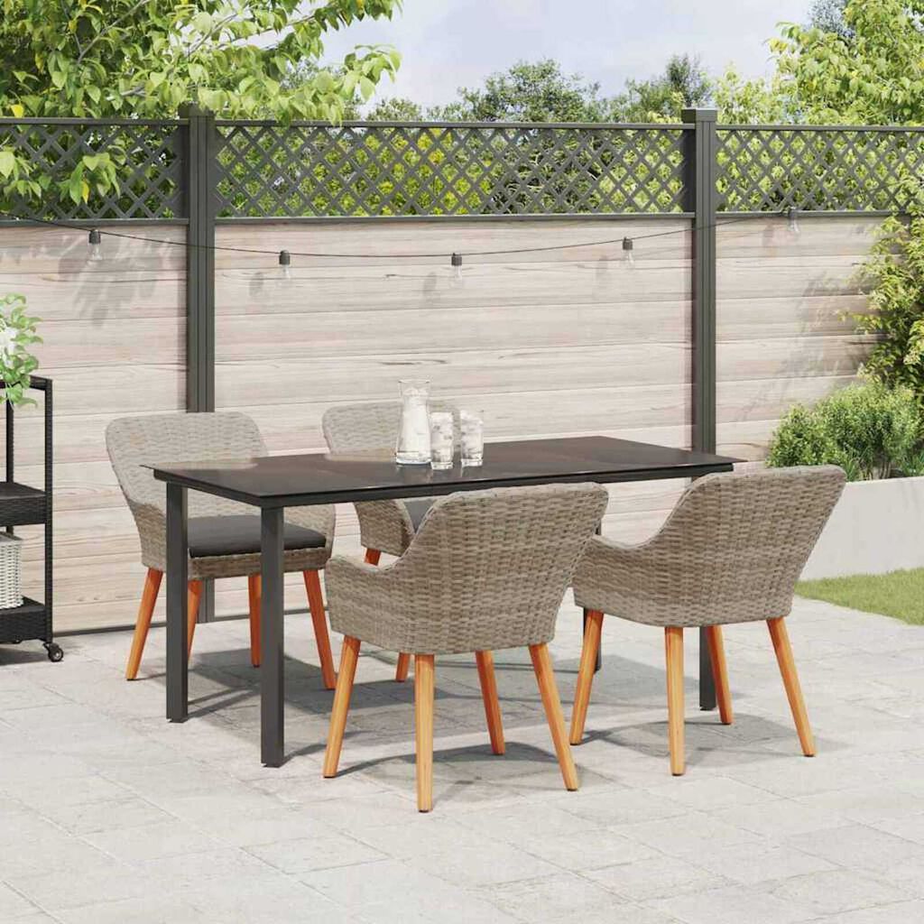 vidaXL Σετ τραπεζαρίας 5 pcs Ανοιχτό γκρι Πολυ ράταν