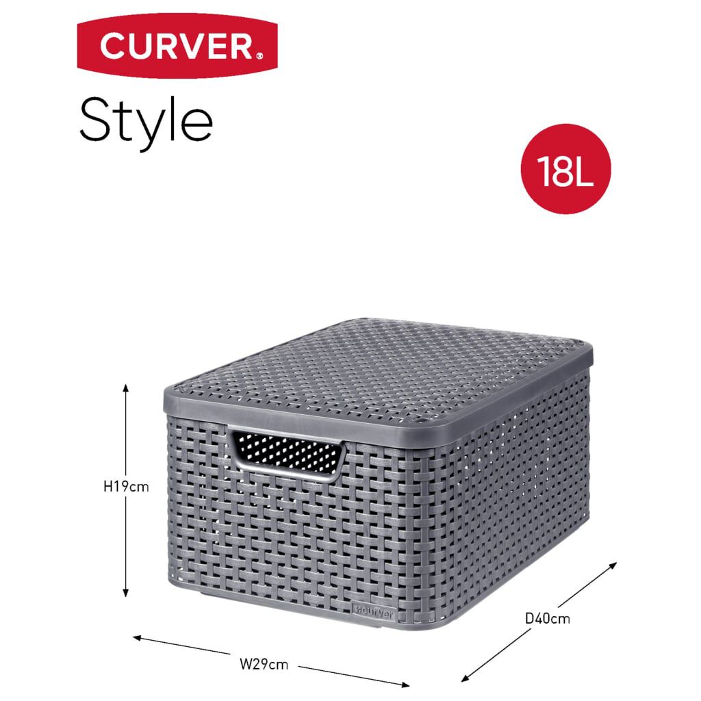 Curver Κουτιά Αποθήκευσης με Καπάκια Style 3 τεμ. Ανθρακί Μέγεθος M