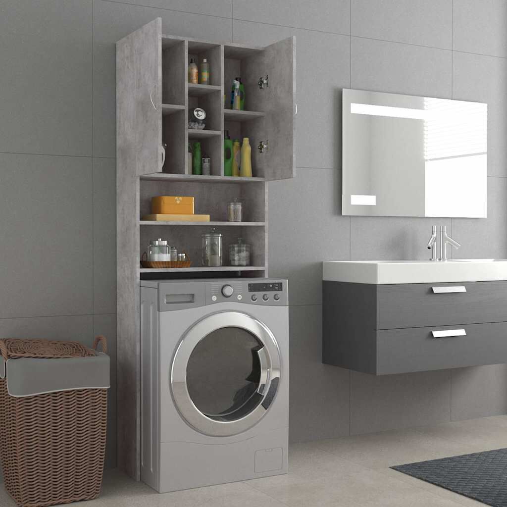 vidaXL Ντουλάπι Πλυντηρίου Γκρι Σκυροδέματος 64 x 25,5 x 190 εκ.