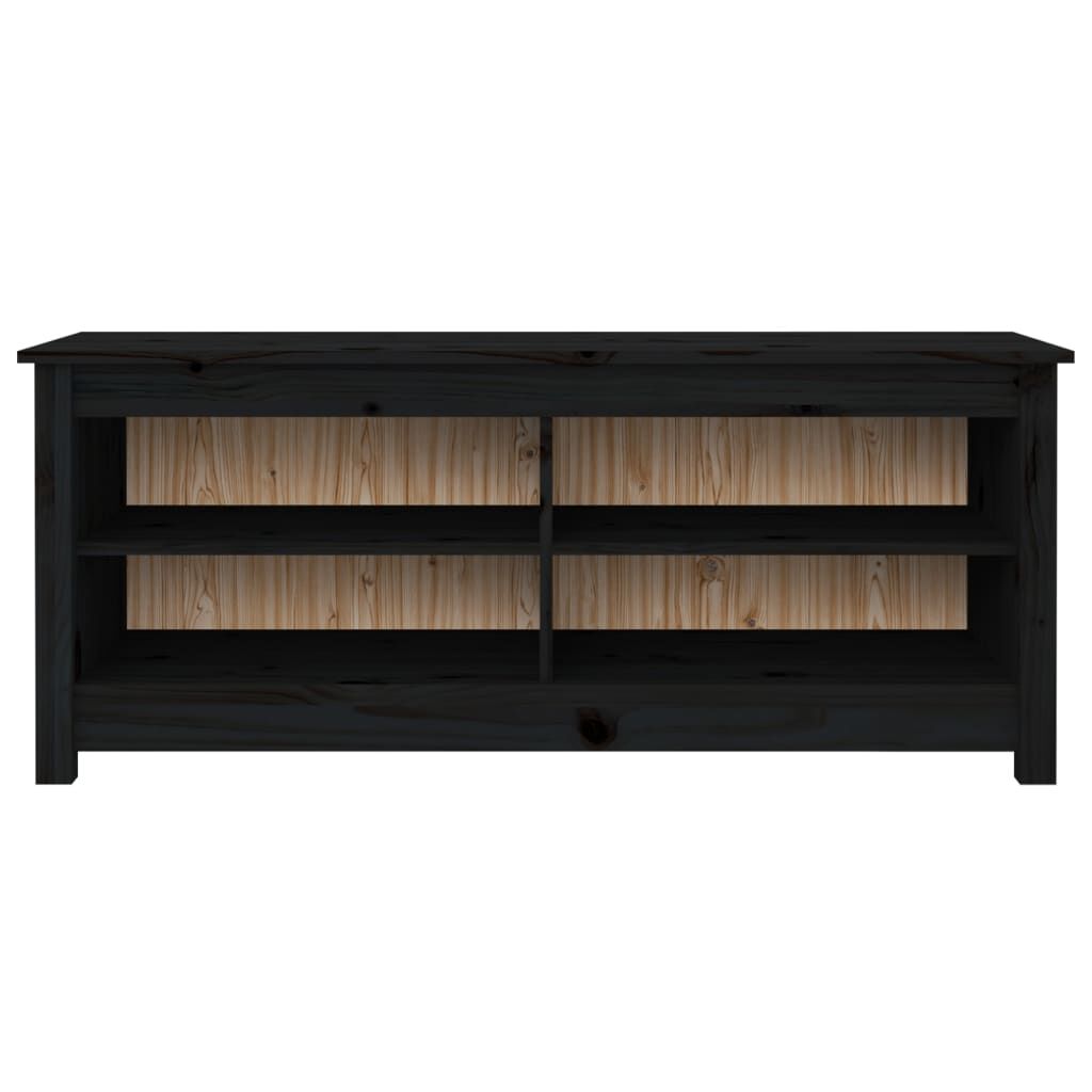 vidaXL Παπουτσοθήκη Μαύρο 110 x 38 x 45,5 εκ. από Μασίφ Ξύλο Πεύκου