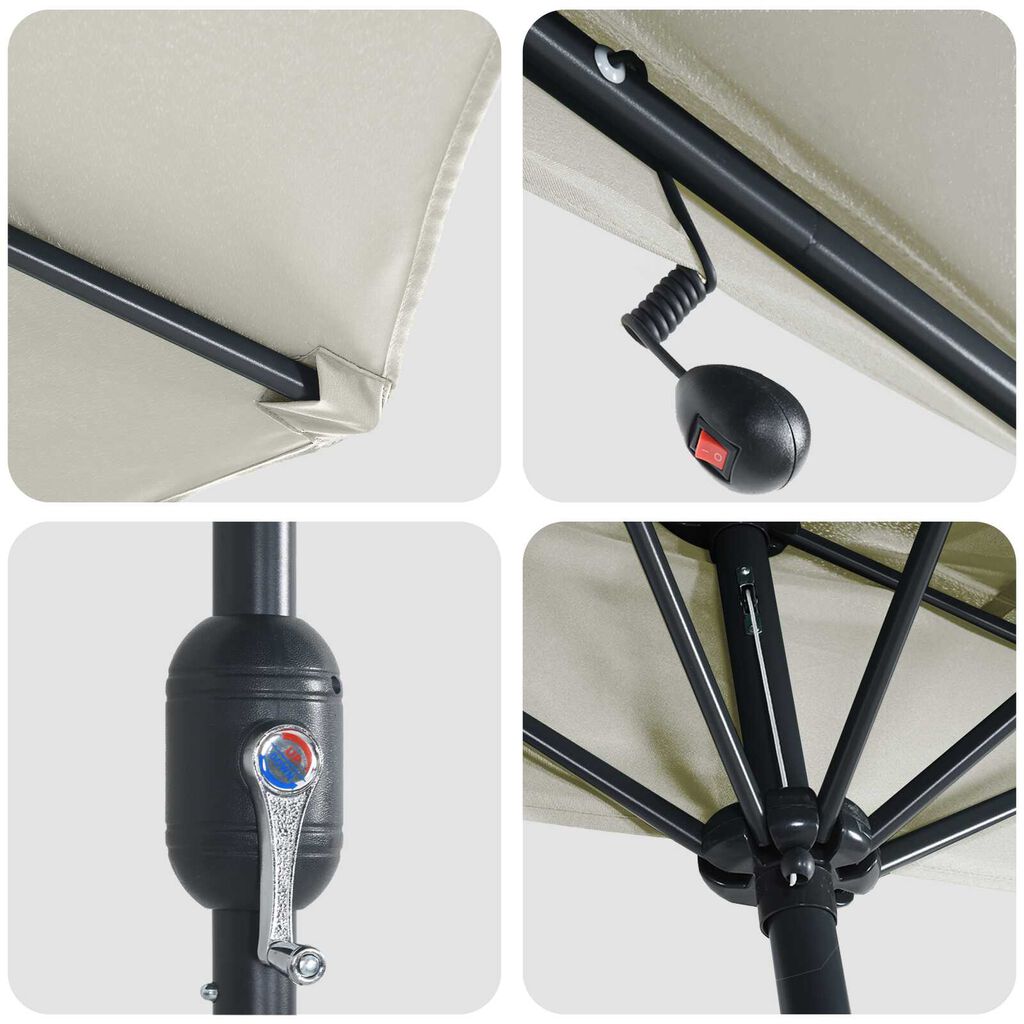 vidaXL Ομπρέλα Κήπου Άμμος 294 x 150 x 223 εκ ύφασμα
