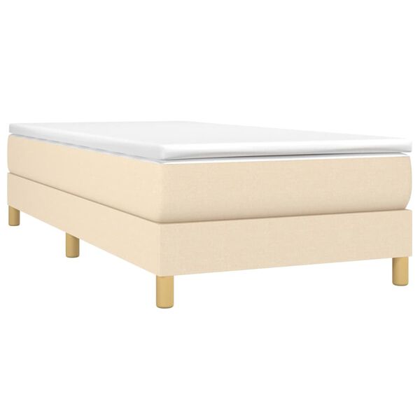 vidaXL Κρεβάτι Boxspring με Στρώμα Κρεμ 100 x 200 εκ. Υφασμάτινο