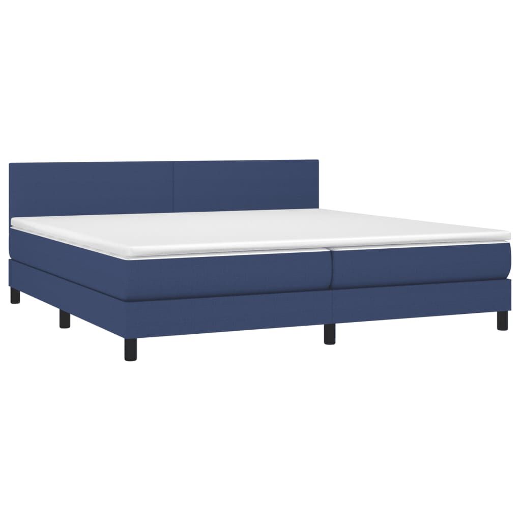 vidaXL Κρεβάτι Boxspring με Στρώμα Μπλε 200x200 εκ. Υφασμάτινο