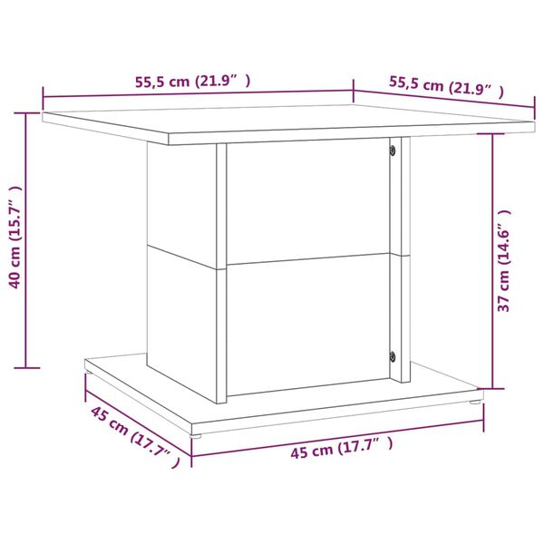 vidaXL Τραπεζάκι Σαλονιού Γκρι Sonoma 55,5x55,5x40 εκ. Επεξεργ. Ξύλο