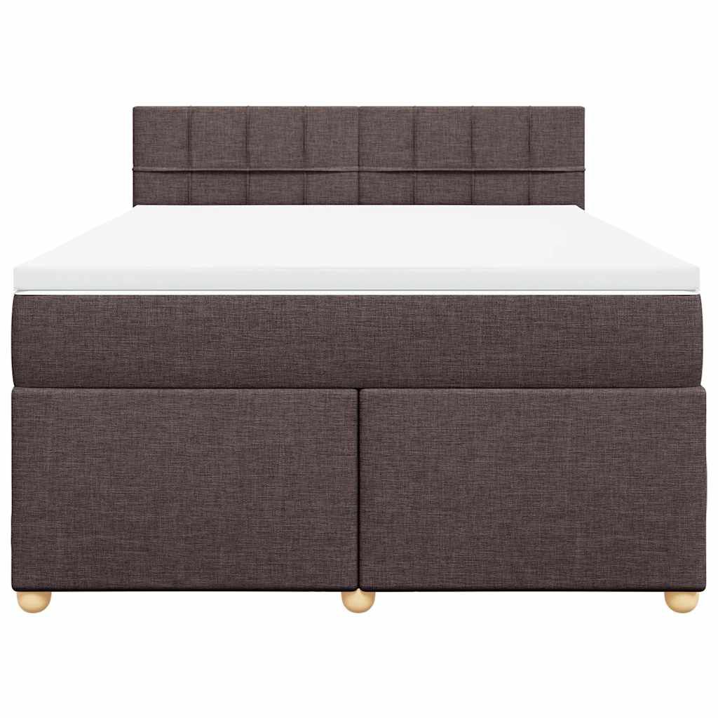 vidaXL Κρεβάτι Boxspring με Στρώμα Σκούρο Καφέ 140x190 εκ. Υφασμάτινο