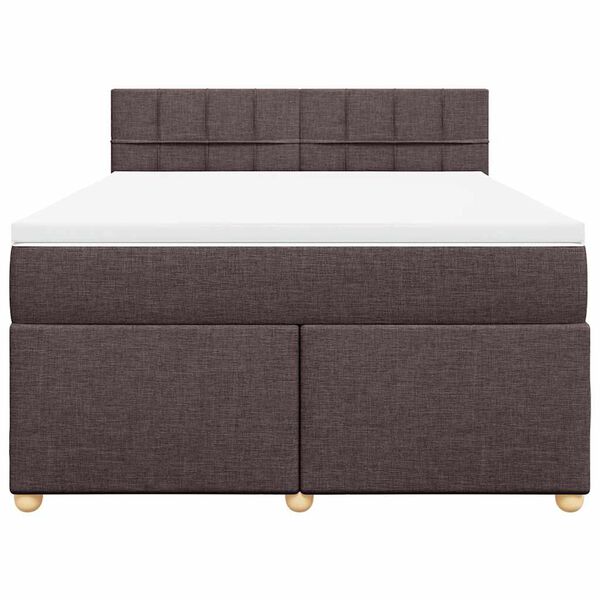 vidaXL Κρεβάτι Boxspring με Στρώμα Σκούρο Καφέ 140x190 εκ. Υφασμάτινο