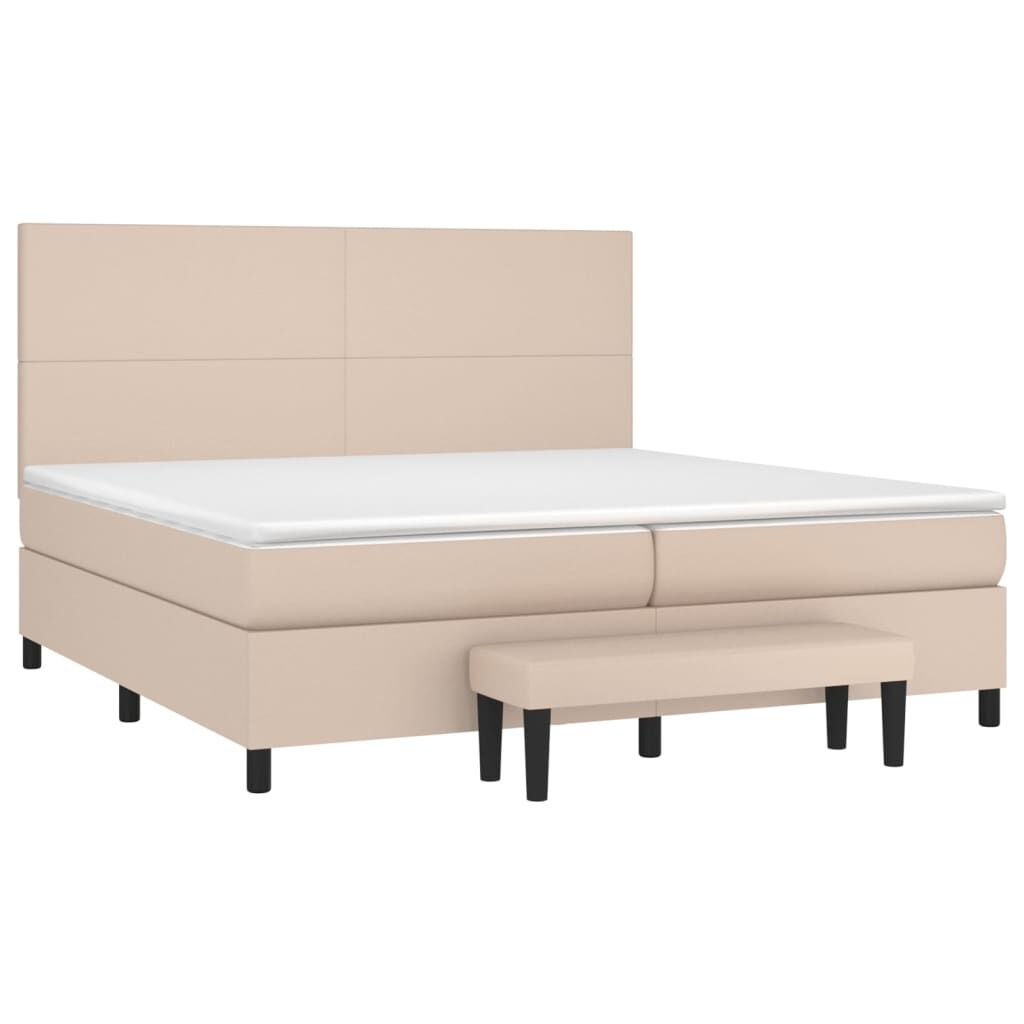 vidaXL Κρεβάτι Boxspring με Στρώμα Καπουτσίνο 200x200εκ.από Συνθ.Δέρμα