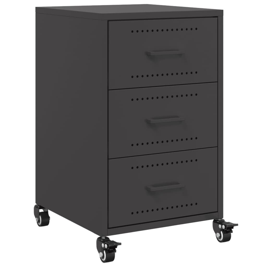 vidaXL Κομοδίνο Μαύρο 36x39x59 εκ. από Χάλυβα