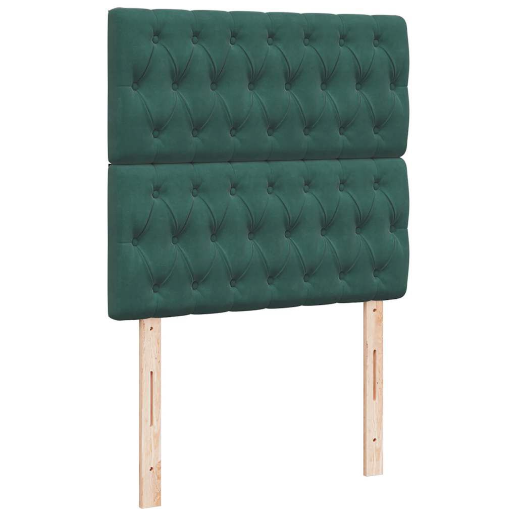 vidaXL Κρεβάτι Boxspring με Στρώμα Σκούρο Πράσινο 90x200 εκ. Βελούδινο