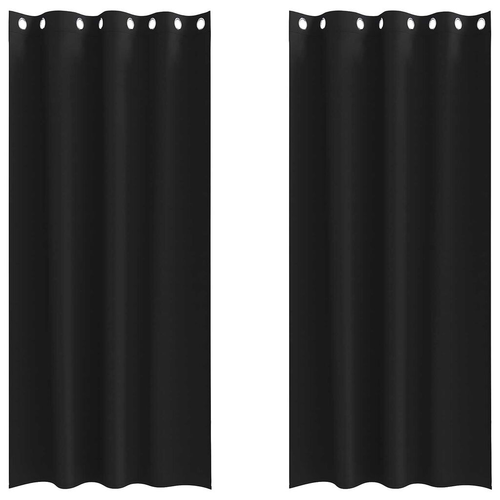 vidaXL Κουρτίνες με κουρτίνες 2 pcs Μαύρο 245 x 140 εκ. Πολυεστέρας