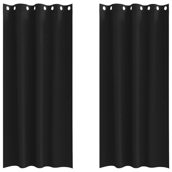 vidaXL Κουρτίνες με κουρτίνες 2 pcs Μαύρο 245 x 140 εκ. Πολυεστέρας