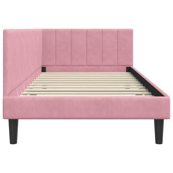 vidaXL Κρεβάτι Γωνίας με κεφαλάρι Ροζ 90 x 190 cm Βελούδο