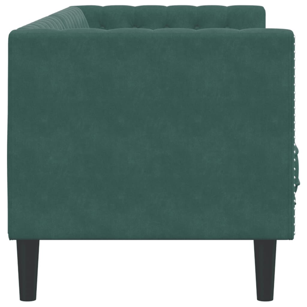 vidaXL Καναπές Τριθέσιος Chesterfield + Στηρίγματα Σκ. Πράσινο Βελούδο