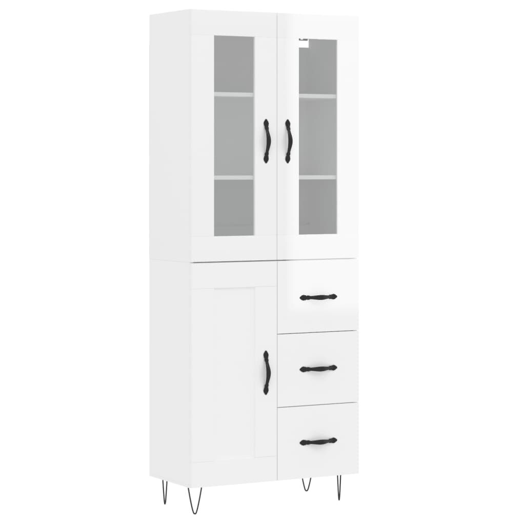 vidaXL Ντουλάπι Γυαλιστερό Λευκό 69,5x34x180 εκ. Επεξεργασμένο Ξύλο