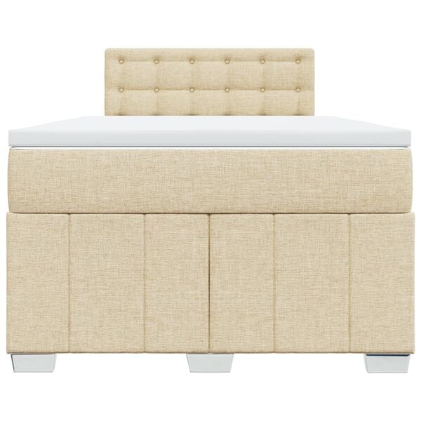 vidaXL Κρεβάτι Boxspring με Στρώμα Κρεμ 120x190 εκ. Υφασμάτινο