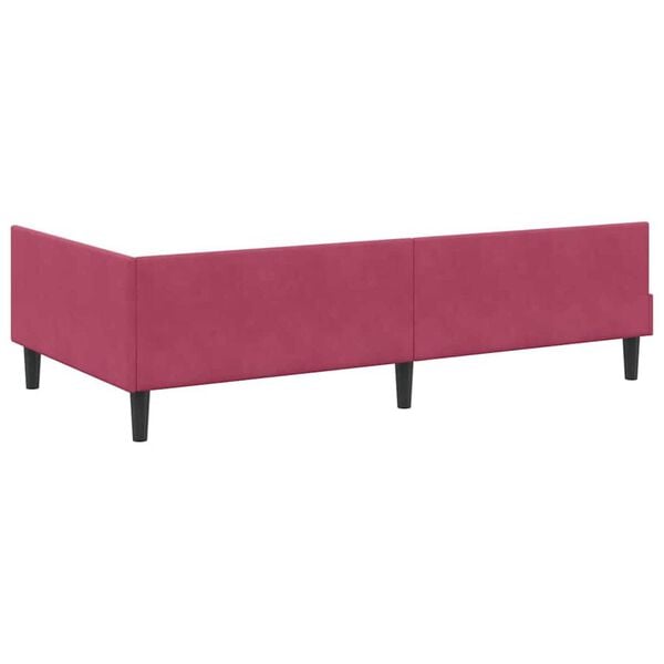 vidaXL Πλαϊνό Κρεβάτι Μπορντό 90 x 190 cm Βελούδο και Στιβαρή ξυλεία