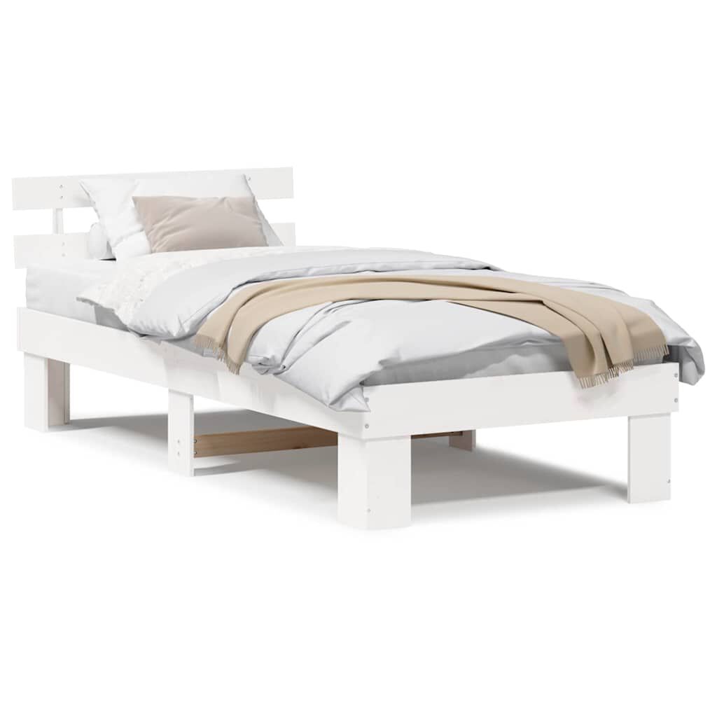 vidaXL Σκελετός Κρεβατιού Λευκό 75 x 190 cm Μασίφ ξύλο πεύκου