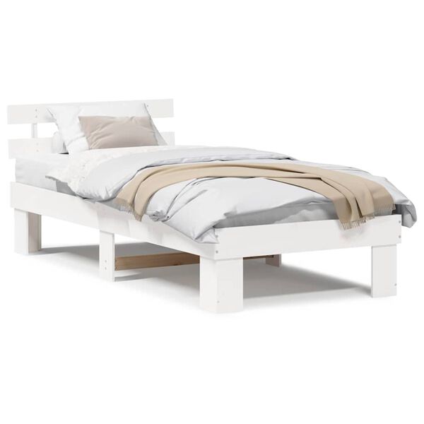 vidaXL Σκελετός Κρεβατιού Λευκό 75 x 190 cm Μασίφ ξύλο πεύκου