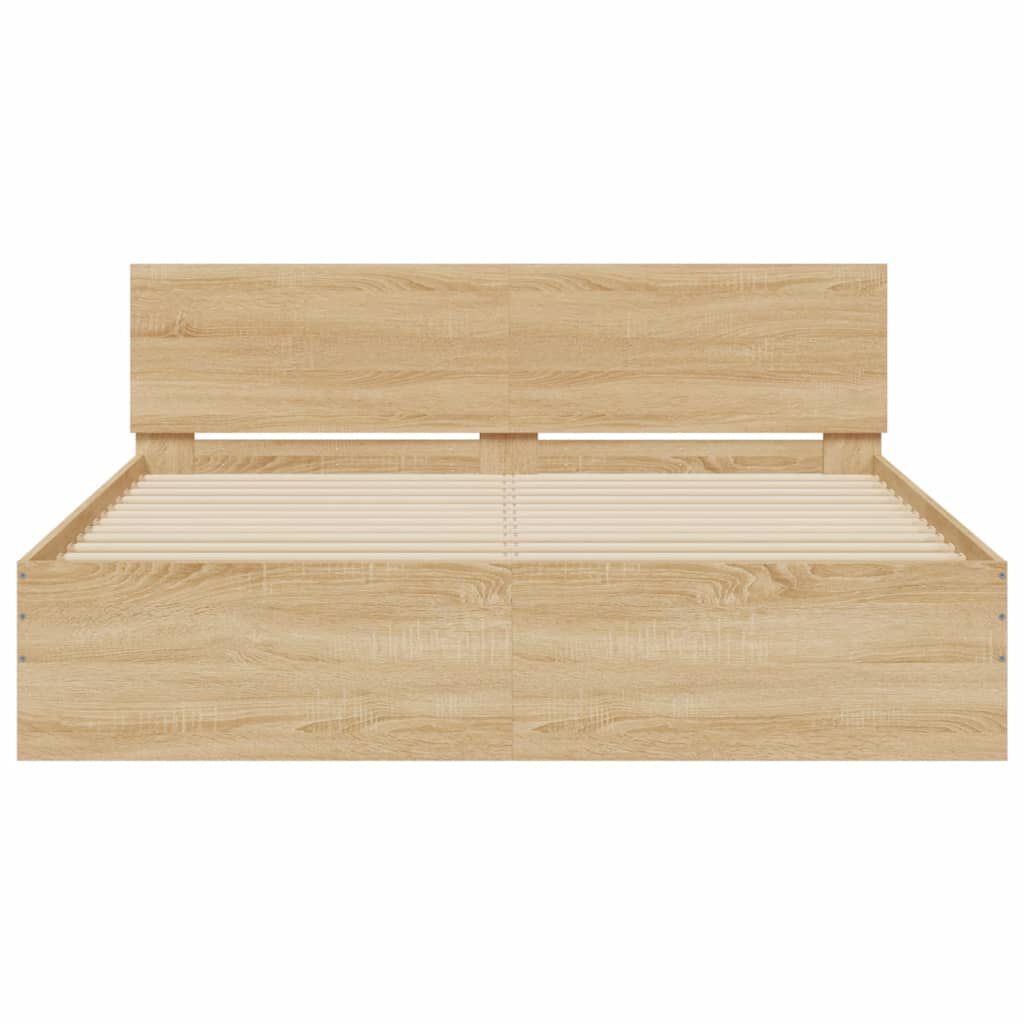 vidaXL Πλαίσιο Κρεβατιού με Κεφαλάρι/LED Sonoma δρυς 150x200 εκ.