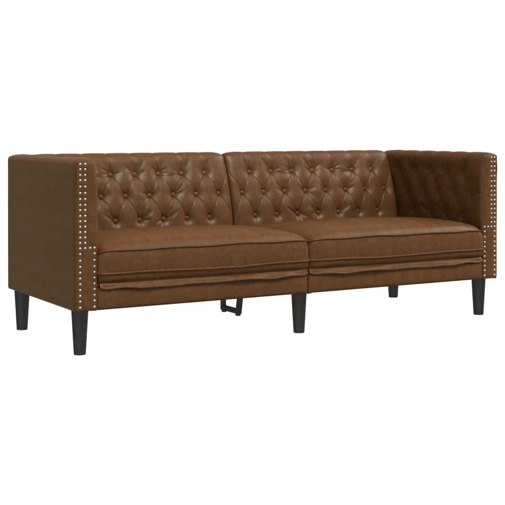 vidaXL Καναπές Chesterfield 3θέσιος Καφέ δέρμα Faux Suede Brown