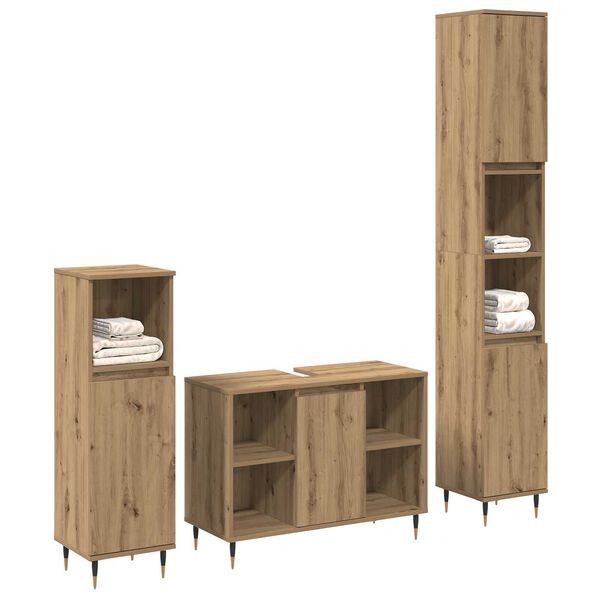 vidaXL Σετ Επίπλων Μπάνιου με ράφι 3 pcs Artisan Oak 30 x 30 x 180 cm