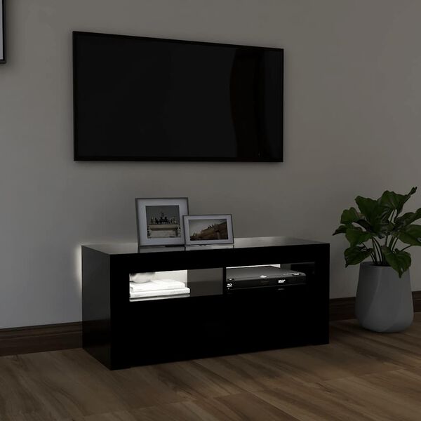 vidaXL Έπιπλο Τηλεόρασης με LED Μαύρο 90 x 35 x 40 εκ.