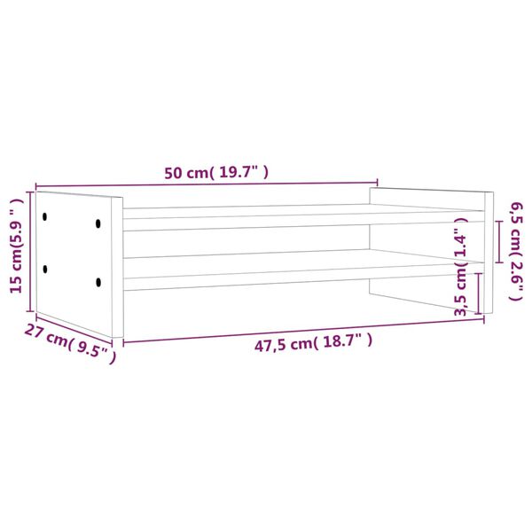 vidaXL Βάση Οθόνης Καφέ Μελί 50 x 27 x 15 εκ. από Μασίφ Ξύλο Πεύκου