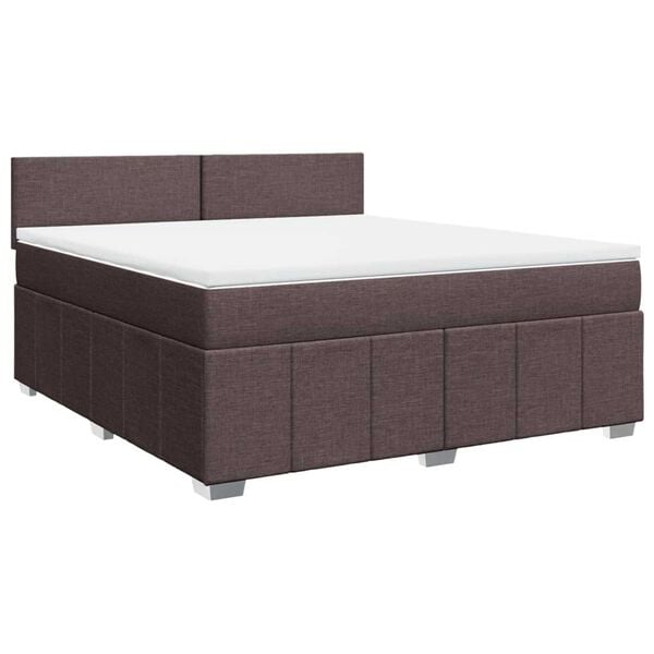 vidaXL Κρεβάτι Boxspring με Στρώμα Σκούρο Καφέ 180x200 εκ Υφασμάτινο