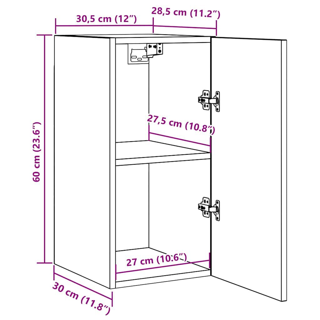 vidaXL Έπιπλο Τηλεόρασης Sonoma Δρυς 30,5 x 30 x 60 εκ. Επεξ. Ξύλο