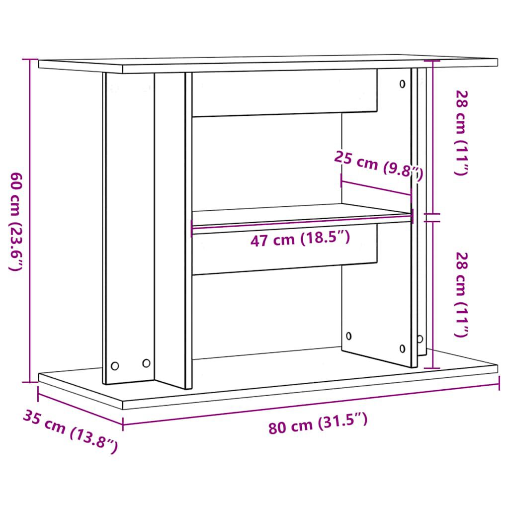 vidaXL Βάση Ενυδρείου Όψη Παλαιού Ξύλου 80x35x60 εκ. Επεξ. Ξύλο
