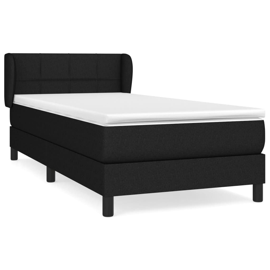 vidaXL Κρεβάτι Boxspring με Στρώμα Μαύρο 100 x 200 εκ. Υφασμάτινο