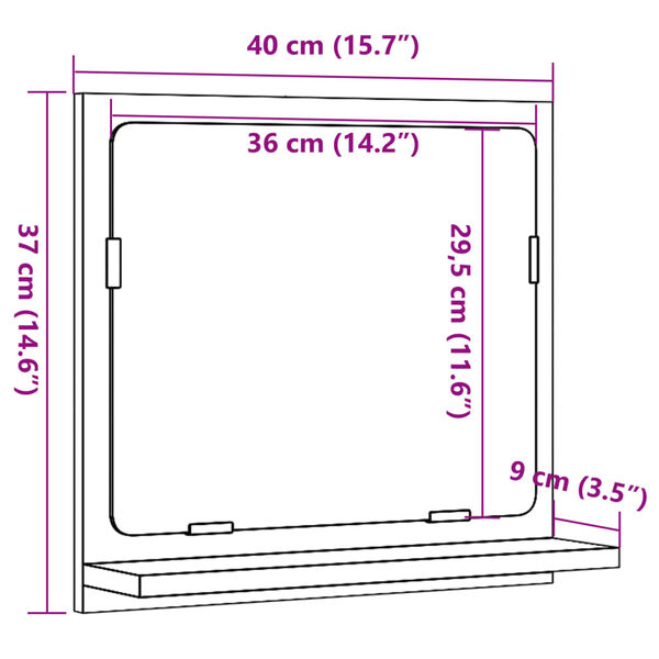 vidaXL Καθρέφτης Μπάνιου Γκρι Σκυροδέματος 40x11x37 εκ. Επεξ. Ξύλο