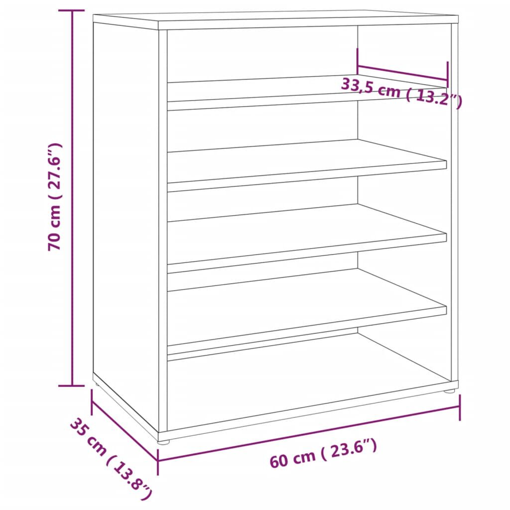 vidaXL Παπουτσοθήκη Καφέ Δρυς 60x35x70 εκ. από Επεξεργασμένο Ξύλο