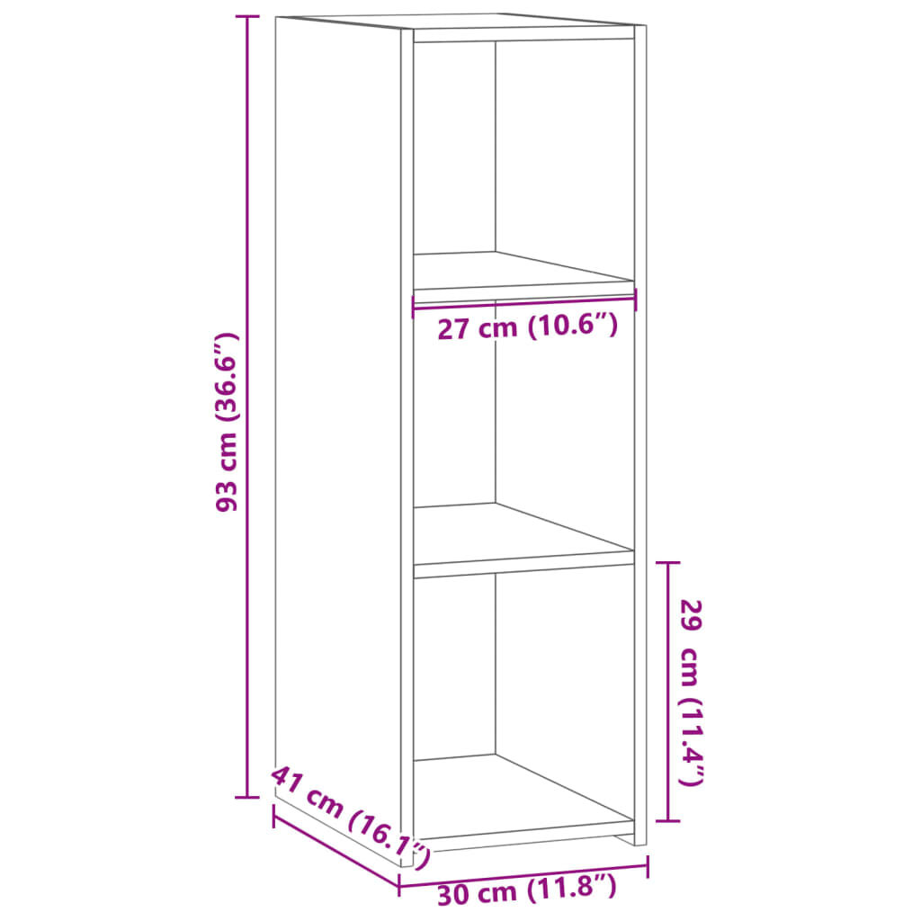 vidaXL Συρταριέρα Μαύρη 30x41x93 εκ. από Επεξεργασμένο Ξύλο