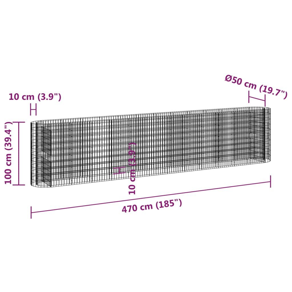 vidaXL Συρματοκιβώτιο-Γλάστρα Υπερυψωμένη 470x50x100 εκ Γαλβαν. Ατσάλι