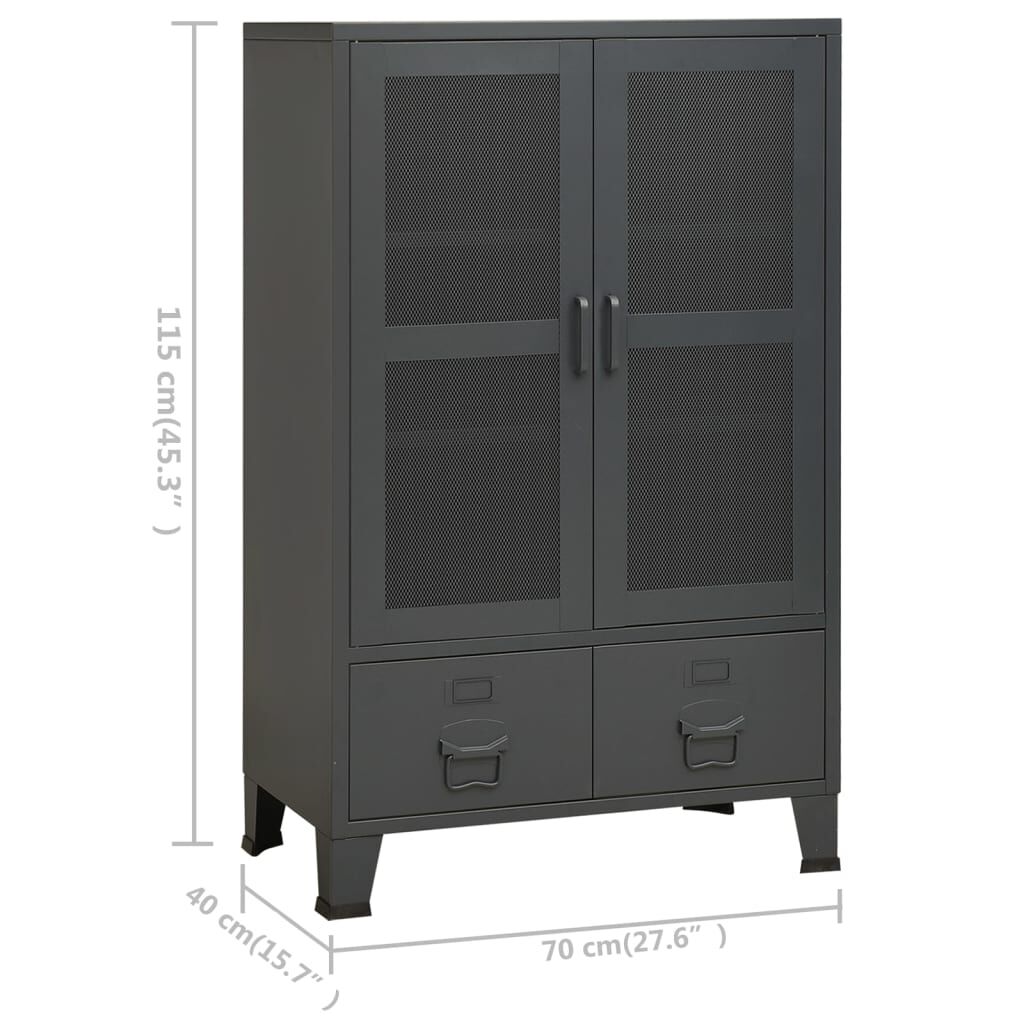vidaXL Αρχειοθήκη Βιομηχανικού Στιλ Ανθρακί 70 x 40 x 115 εκ. Ατσάλινη