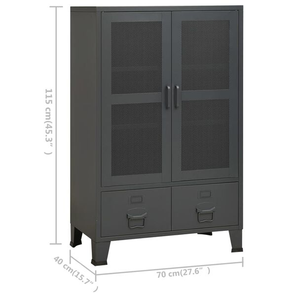 vidaXL Αρχειοθήκη Βιομηχανικού Στιλ Ανθρακί 70 x 40 x 115 εκ. Ατσάλινη