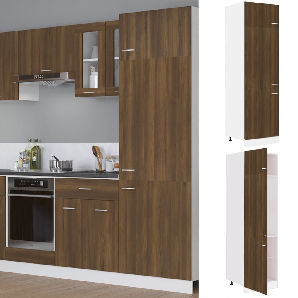 vidaXL Ντουλάπι Ψυγείου Lyon Καφέ Δρυς 60x57x207 εκ. Επεξεργ. Ξύλο