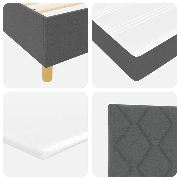 vidaXL Κρεβάτι Box Spring της με στρώμα & LED σκούρο γκρι 120x200 εκ. ύφασμα
