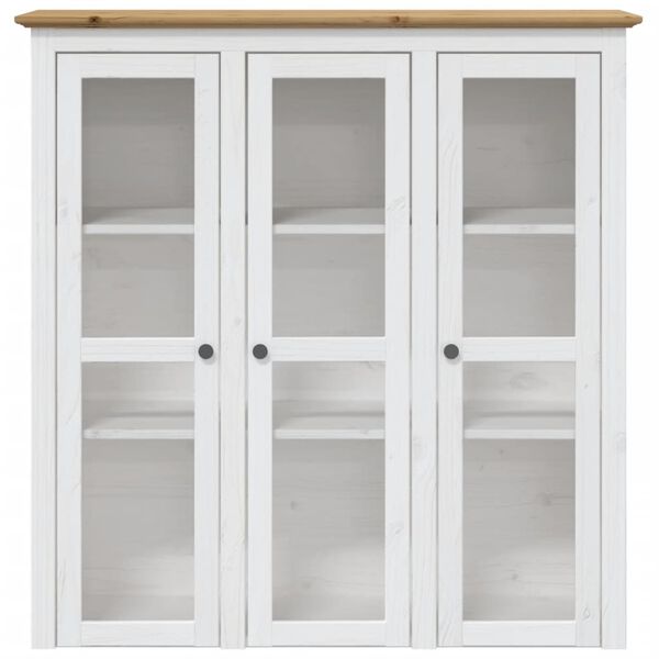 vidaXL Ντουλάπι BODO Λευκό/Καφέ 115,5x43x200,5 εκ. Μασίφ Ξύλο Πεύκου