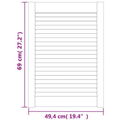 vidaXL Πορτάκια με Περσίδες 2 Τεμ. 69x49,4 εκ. από Μασίφ Ξύλο Πεύκου