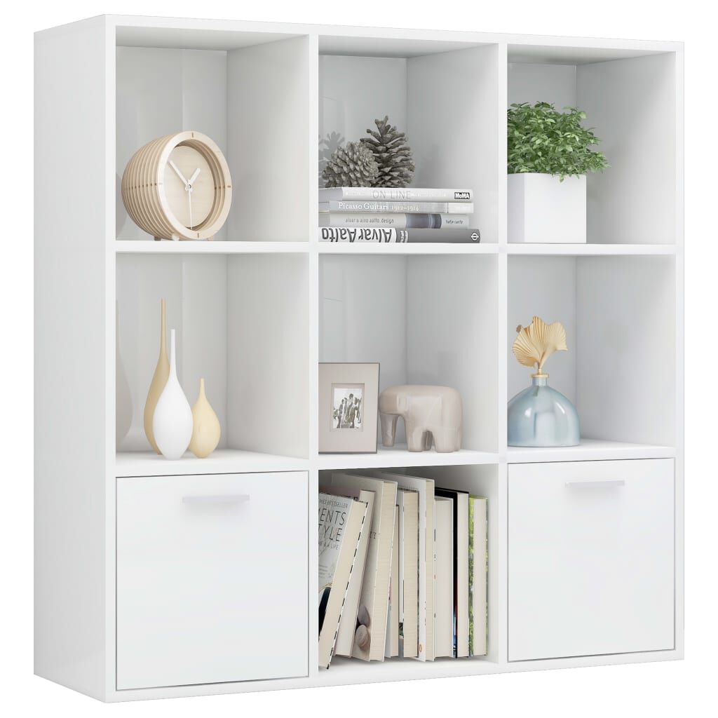 vidaXL Βιβλιοθήκη Γυαλιστερό Λευκό 98 x 30 x 98 εκ. από Επεξ. Ξύλο