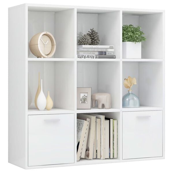 vidaXL Βιβλιοθήκη Γυαλιστερό Λευκό 98 x 30 x 98 εκ. από Επεξ. Ξύλο