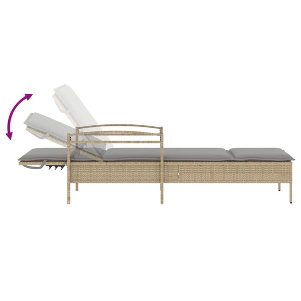 vidaXL Ξαπλώστρα Μπεζ 63x200x81 εκ. από Συνθετικό Ρατάν με Μαξιλάρι