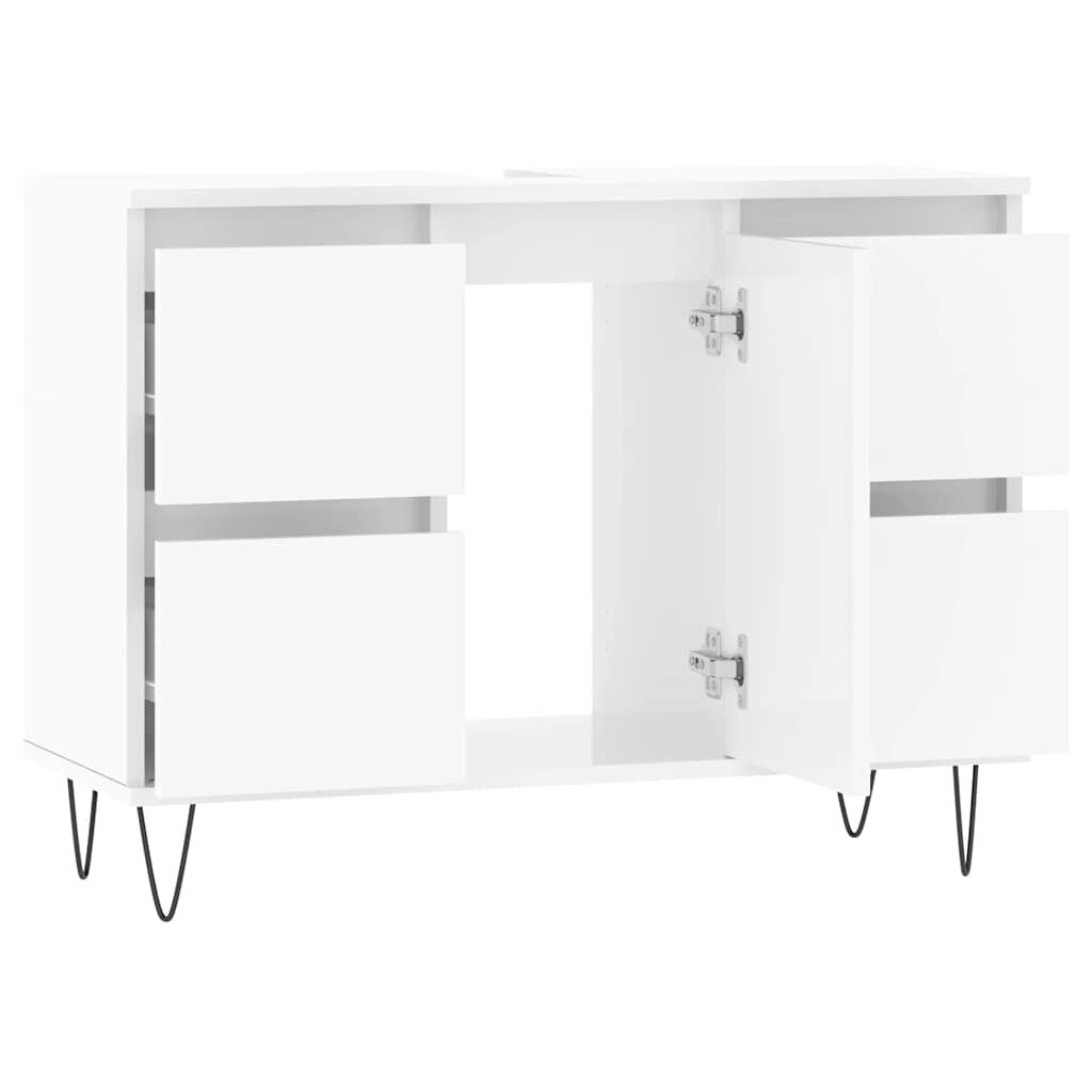 vidaXL Ντουλάπι Μπάνιου Γυαλ. Λευκό 80 x 33 x 60 εκ. από Επεξεργ. Ξύλο