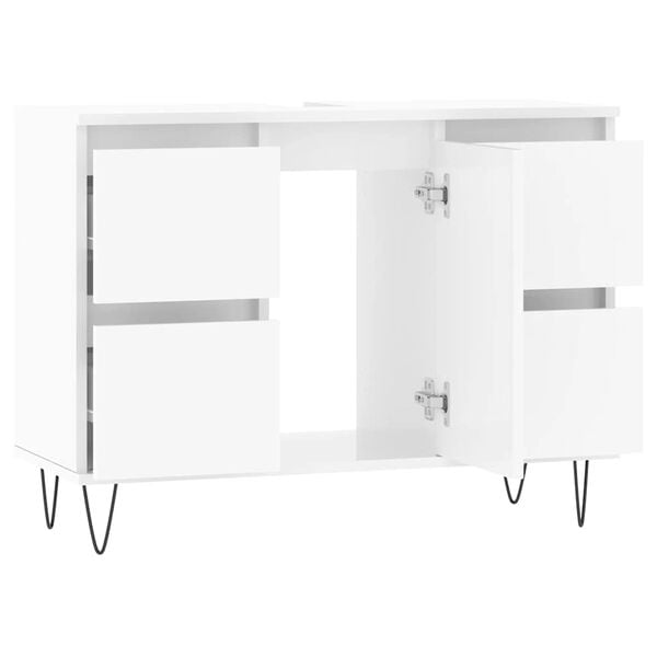 vidaXL Ντουλάπι Μπάνιου Γυαλ. Λευκό 80 x 33 x 60 εκ. από Επεξεργ. Ξύλο