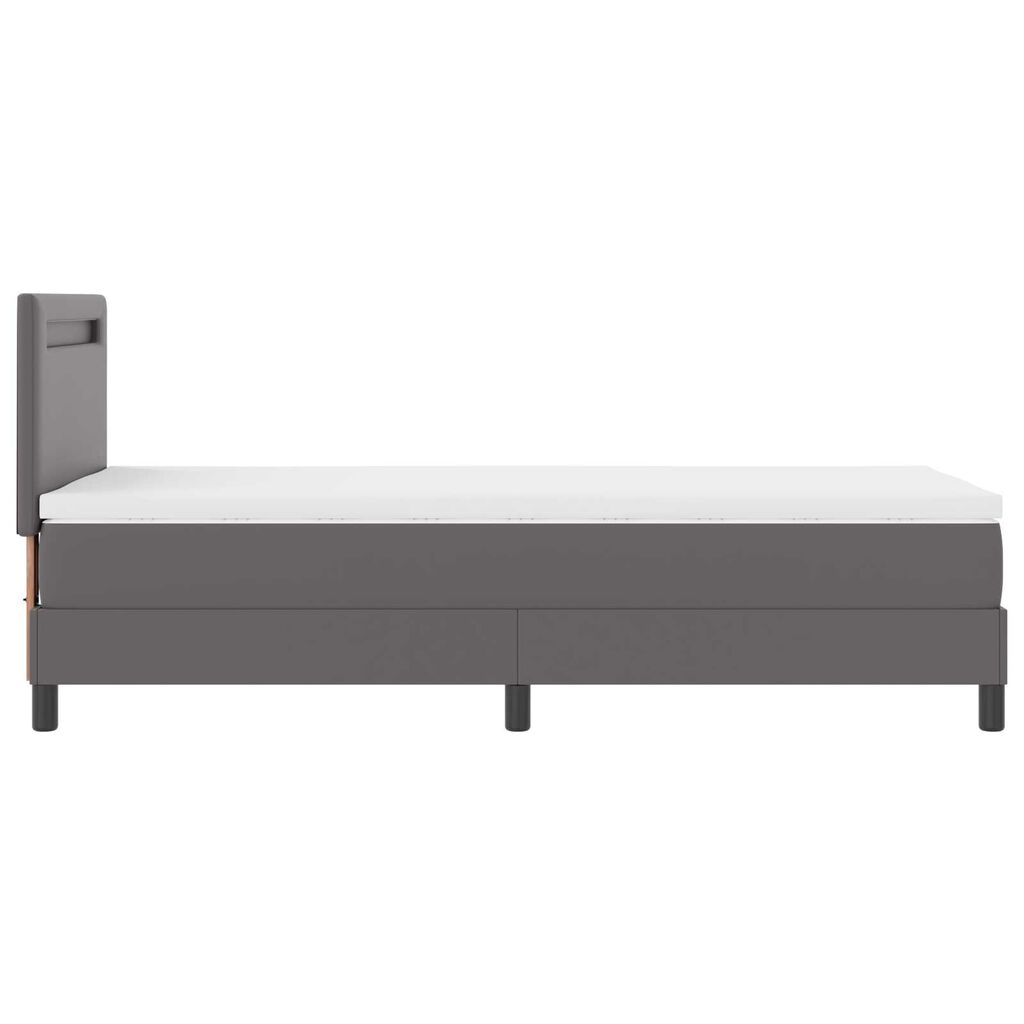 vidaXL Κρεβάτι Box Spring με Στρώμα Γκρι 100x200 cm από Συνθετικό Δέρμα